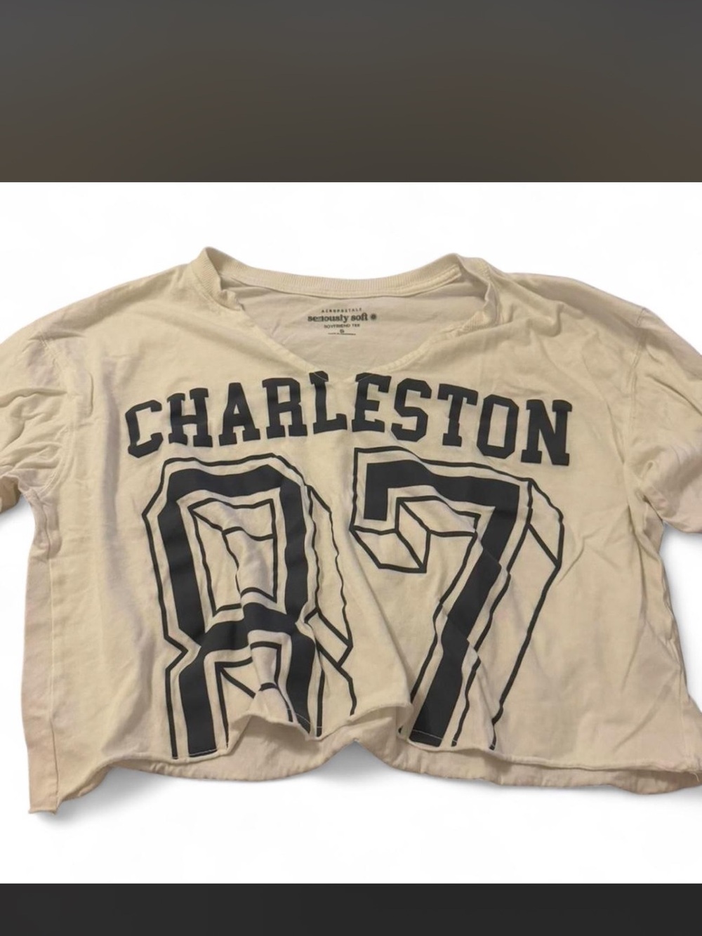 Aeropostale Beige Charleston 87 Graphic Crop Top